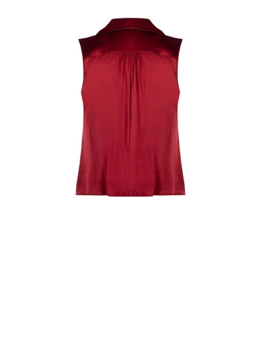 Fluid Satin Curvy Blouse With Tie And Chain At Collar Rinascimento Curvy