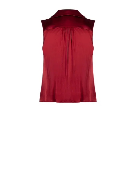 Fluid Satin Curvy Blouse With Tie And Chain At Collar Rinascimento Curvy