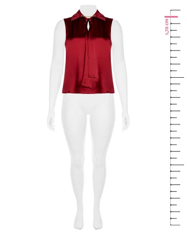 Blusa Curvy Fluida In Raso Con Cravattino E Catena Al Colletto Rinascimento Curvy