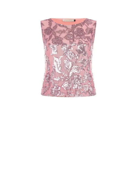Top en tulle souple avec broderie de paillettes Rinascimento Curvy