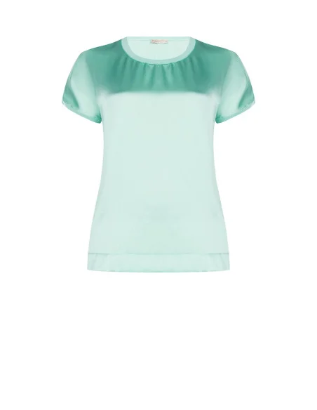 T-Shirt Curvy Fluida Asimmetrica In Raso Davanti E Viscosa Dietro Rinascimento Curvy