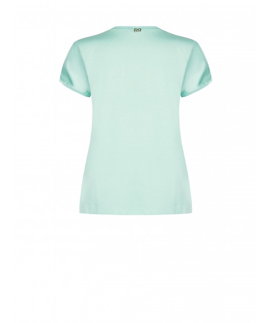 T-shirt asymétrique fluide en satin sur le devant et en viscose sur le dos Rinascimento Curvy