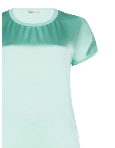 Fluid Asymmetrical Satin Front And Viscose Back Rinascimento Curvy T-Shirt