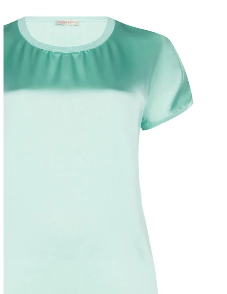 T-shirt asymétrique fluide en satin sur le devant et en viscose sur le dos Rinascimento Curvy