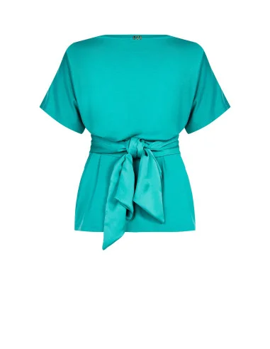 T-Shirt Curvy Over Con Lunga Cintura In Raso Effetto Corsetto Rinascimento Curvy