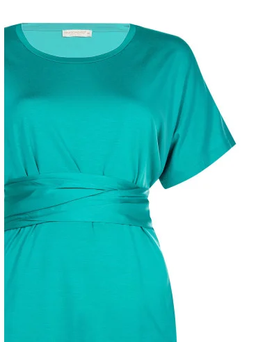 Rinascimento Curvy Over T-Shirt With Long Satin Corset Effect T-Shirt