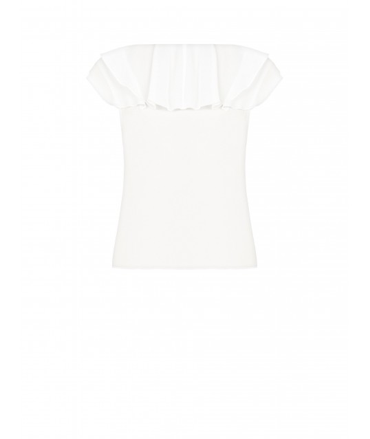 Georgette Pleated Blouse With Jewel Button Rinascimento Curvy