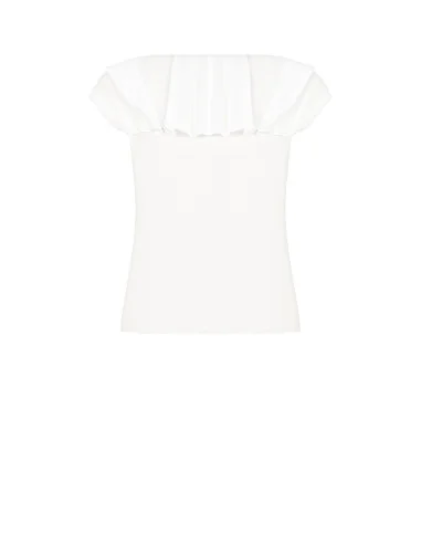 Georgette Pleated Blouse With Jewel Button Rinascimento Curvy