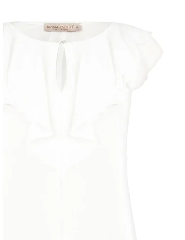 Chemisier plissé en georgette avec bijou et bouton Rinascimento Curvy