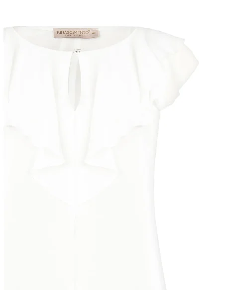Blusa Sfiancata In Georgette Con Bottone Gioiello Rinascimento Curvy