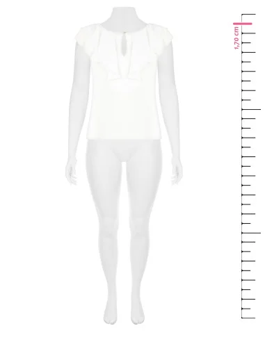 Blusa Sfiancata In Georgette Con Bottone Gioiello Rinascimento Curvy