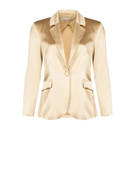 Giacca Blazer Sfiancata A 1 Bottone In Raso Rinascimento Curvy