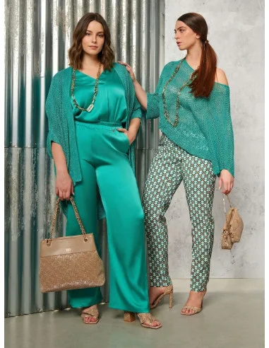 Satin Front And Viscose Back Rinascimento Curvy Trousers