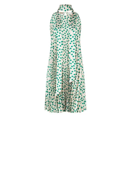 Short A-Line Pleated Satin Dress with Matching Long Scarf Rinascimento