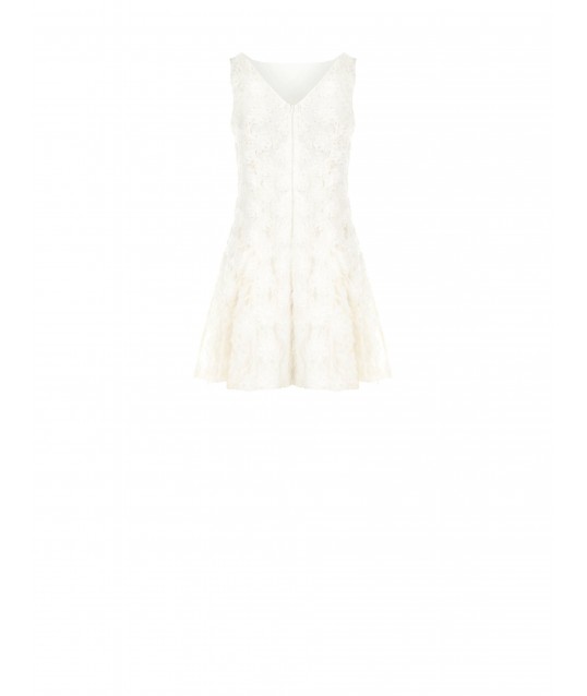 Rose Rose Tulle Embellished Short Dress In Relief Rinascimento