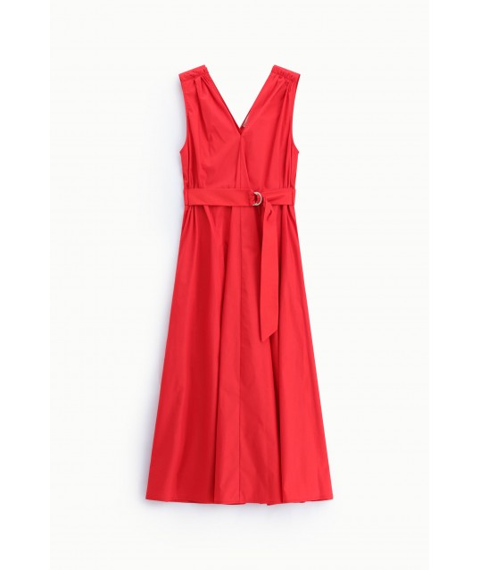 Robe midi sans manches avec ceinture et col en V Dixie