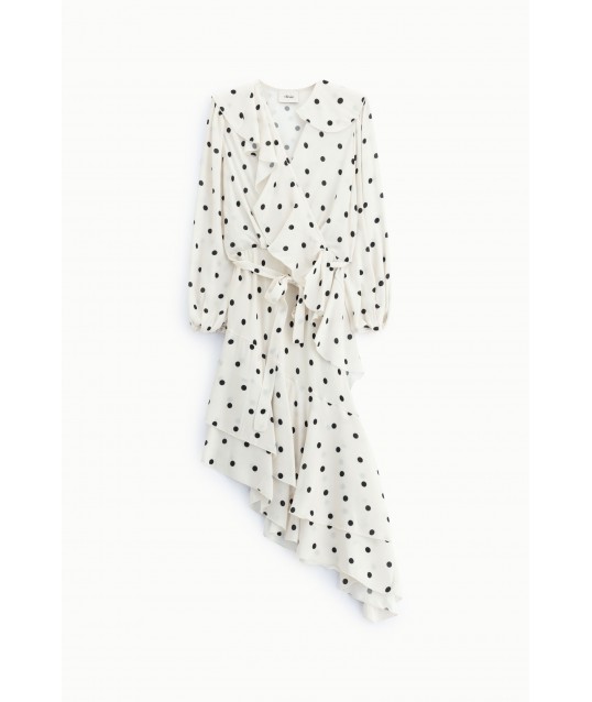 Midi Dot Dress With Ruffle And Dixie Belt
