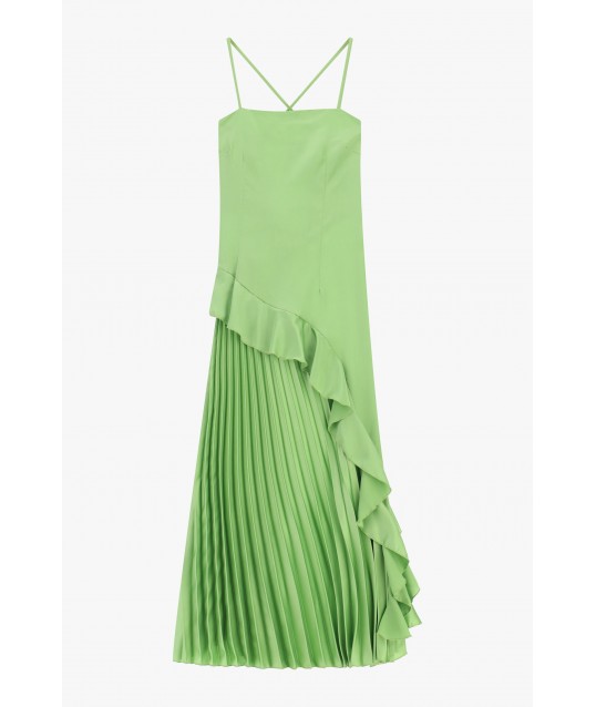 Long Pleated Dress With Thin Straps Dixie
