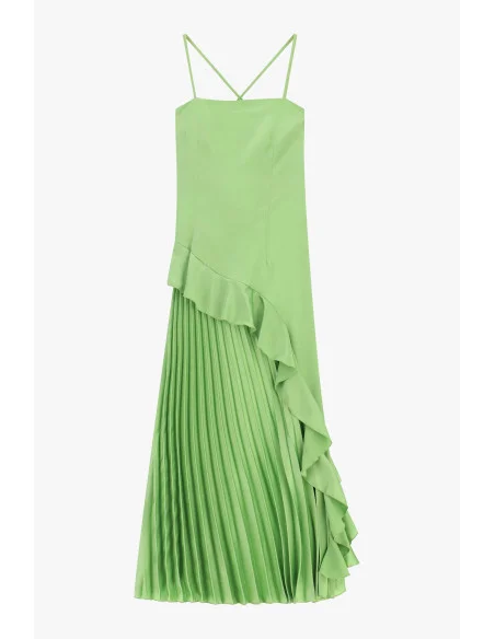 Long Pleated Dress With Thin Straps Dixie
