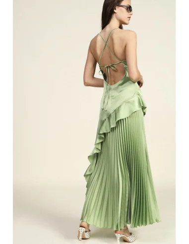 Long Pleated Dress With Thin Straps Dixie