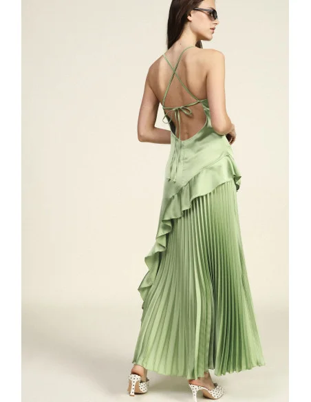 Long Pleated Dress With Thin Straps Dixie
