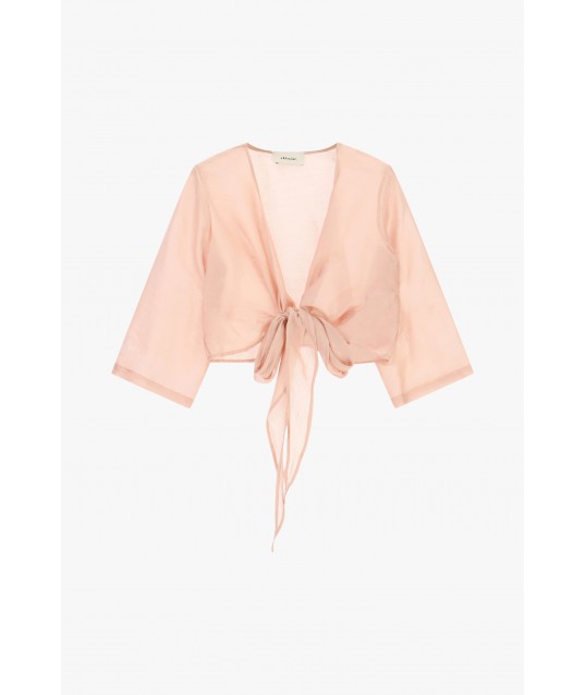 Blouse With Front Knot And 3/4 Sleeves Dixie