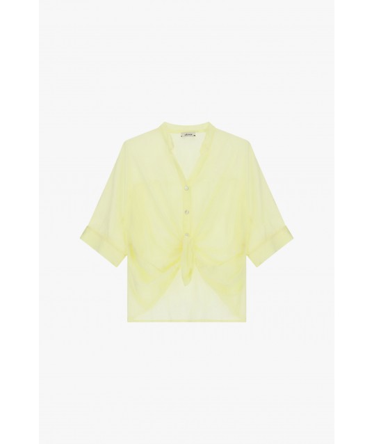 Cropped Shirt With Front Knot And Turned-Up Sleeves Dixie