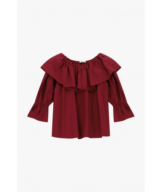 Camicia Scollo Bardot Volant Maniche 3/4 Dixie