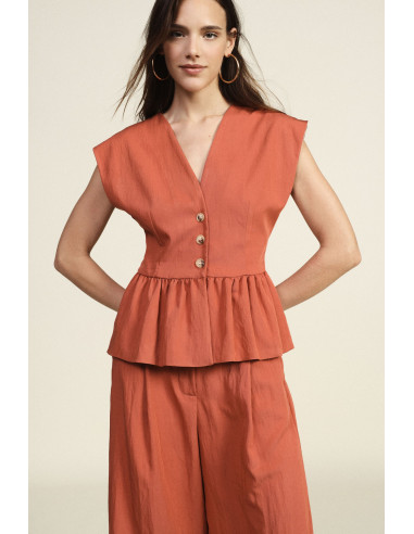 Dixie buttoned and ruffled short waistcoat