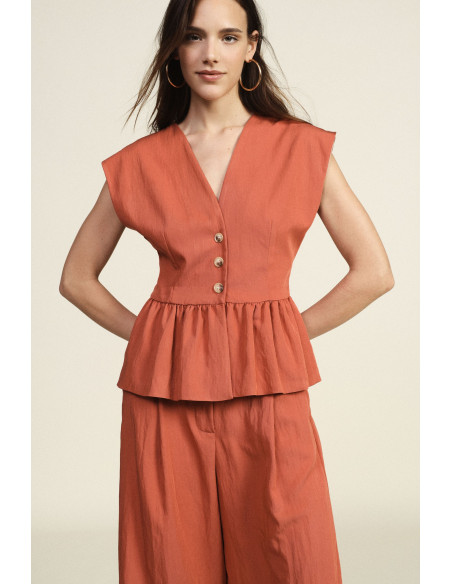 Dixie buttoned and ruffled short waistcoat