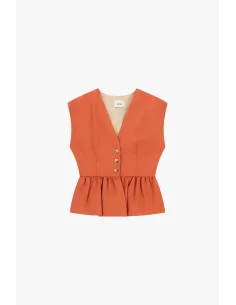 Gilet Corto Con Bottoni E Balza Arricciata Dixie 2