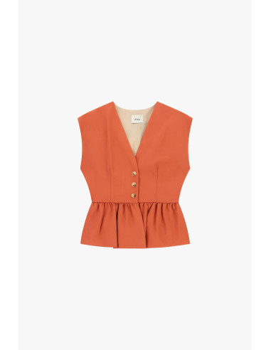 Gilet Corto Con Bottoni E Balza Arricciata Dixie