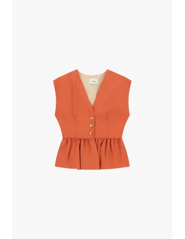 Gilet court Dixie à boutons et volants