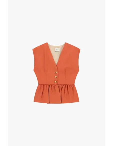 Gilet court Dixie à boutons et volants