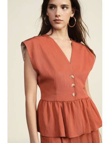 Dixie buttoned and ruffled short waistcoat