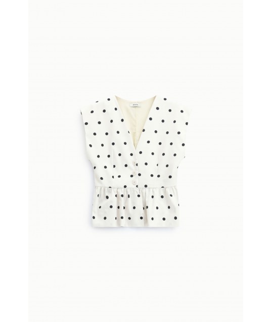 Peplum and Polka Dot Vest, Dixie V-Neckline