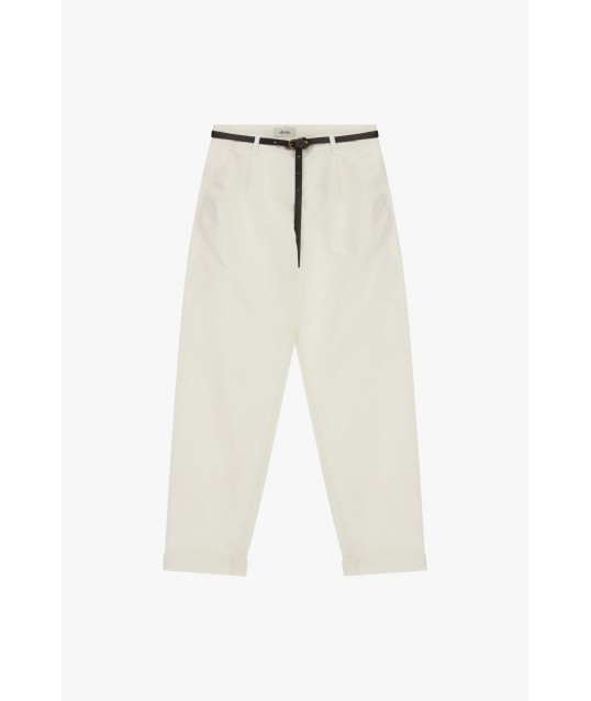 Pantalon Chino-Fit avec ceinture étroite et revers Dixie