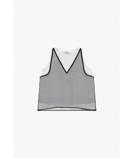 Sleeveless Top with Contrasting Dixie Trim