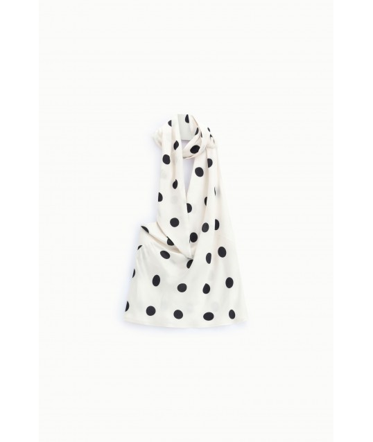 Asymmetrical Polka Dot Top With Dixie Scarf