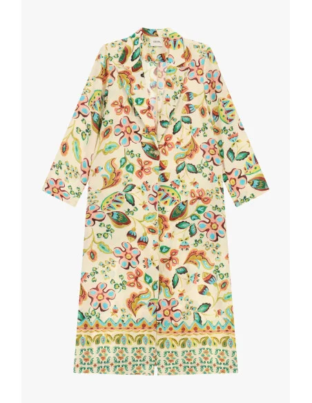 Vivid Floral Print Duster Coat Dixie