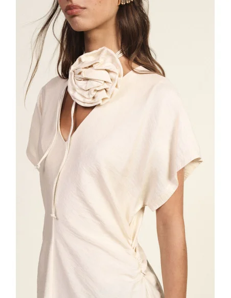 Robe midi avec drapé latéral et décolleté en V Dixie