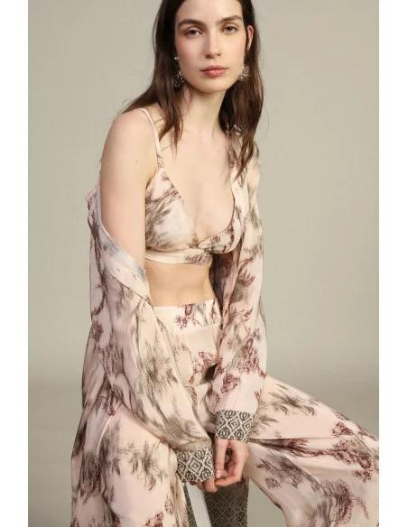 Triangle Top with Botanical Print and Thin Straps Dixie