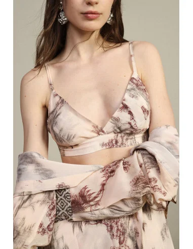 Top A Triangolo Stampa Botanica Con Spalline Sottili Dixie
