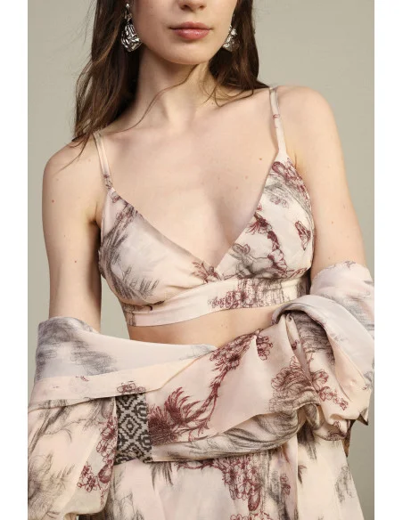 Triangle Top with Botanical Print and Thin Straps Dixie