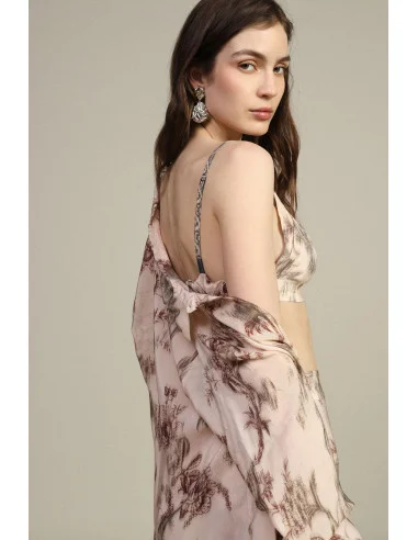 Triangle Top with Botanical Print and Thin Straps Dixie