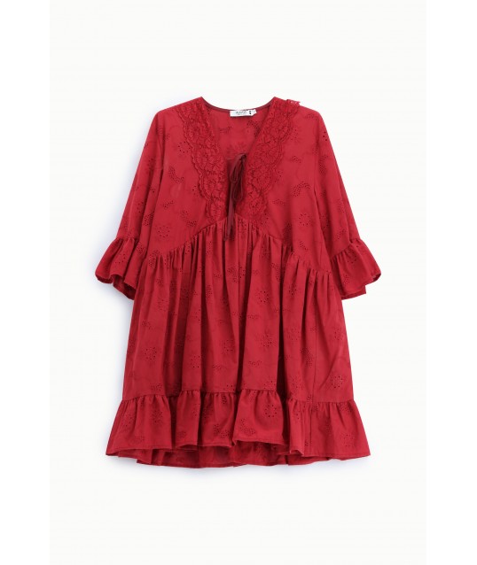 Short Dress With Wide Sleeves And Ruffles Please