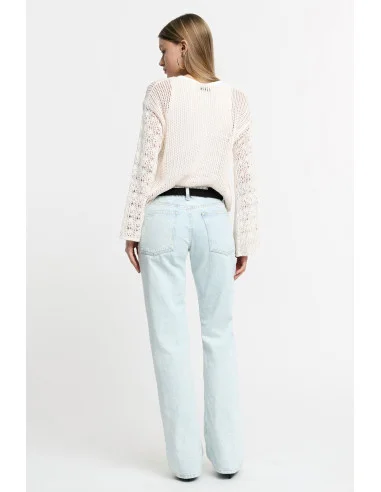 Jeans taille haute à cinq poches et jambe droite Please
