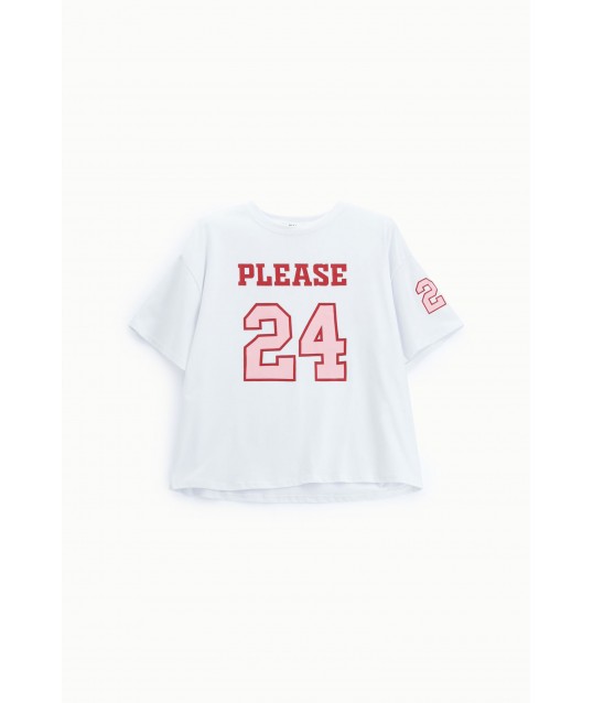 T-Shirt Large Front Print And Sleeve Please