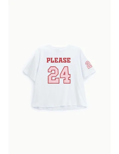 T-shirt ample à imprimé sur le devant et à manches Please