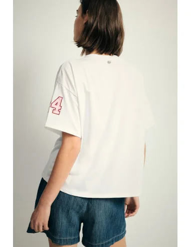 T-shirt ample à imprimé sur le devant et à manches Please